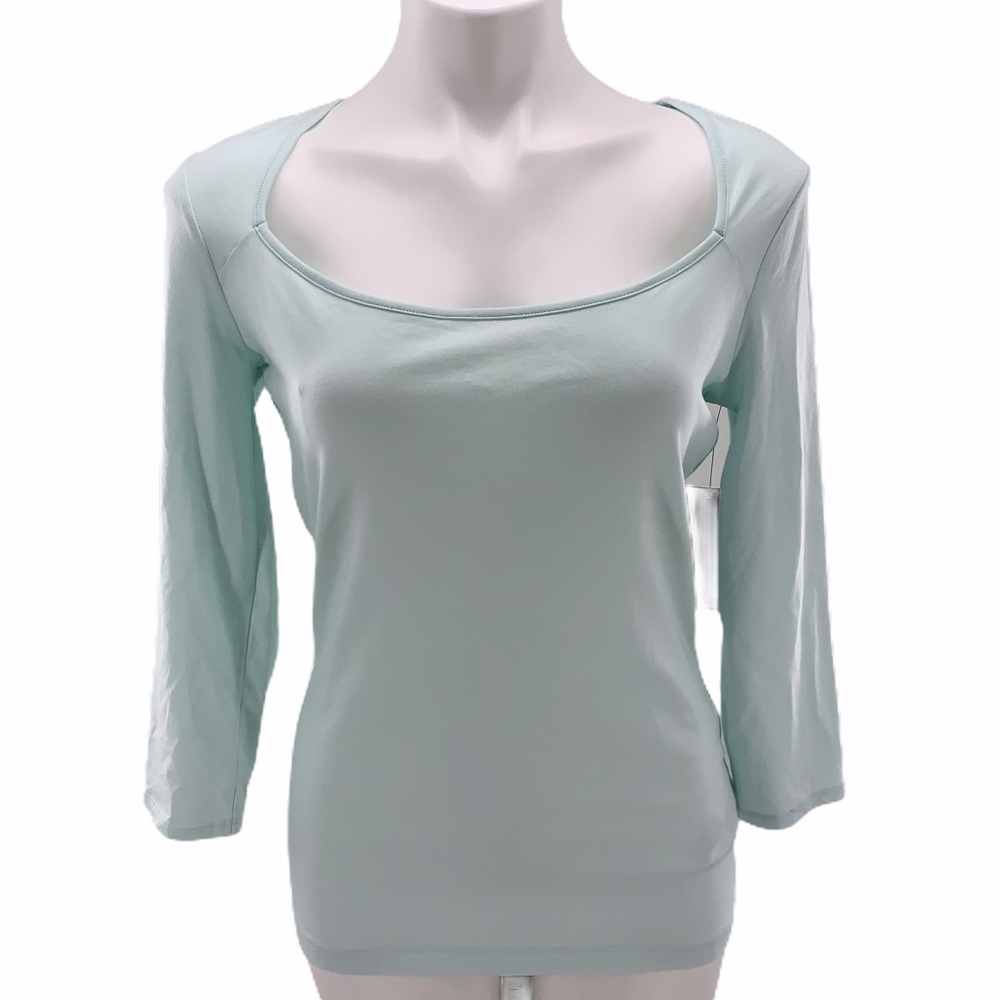 GUESS Skylight Blue 3/4 Sleeve CutOut Back Top